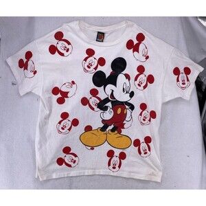 Mickey Unlimited Shirt 2XL XXL White Mickey Mouse All Over Print Made in USA
